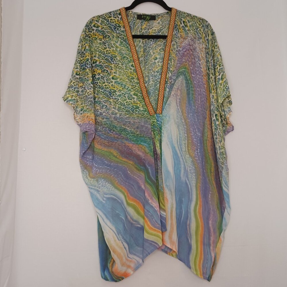 Women's Poeme Sheer Lightweight Animal/Marble Print‎ Cover Up/Tunic Size Medium